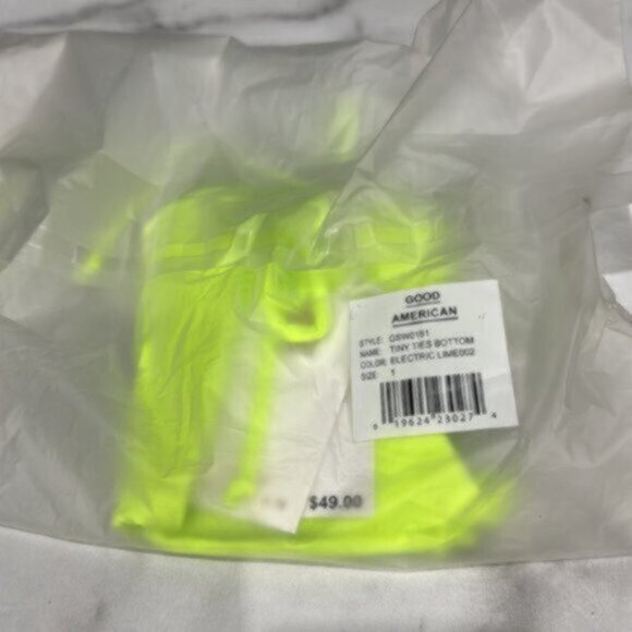 NWT Good American Green Neon Electric Tiny Ties Swim Bottoms Bikini Size Small - Picture 7 of 7